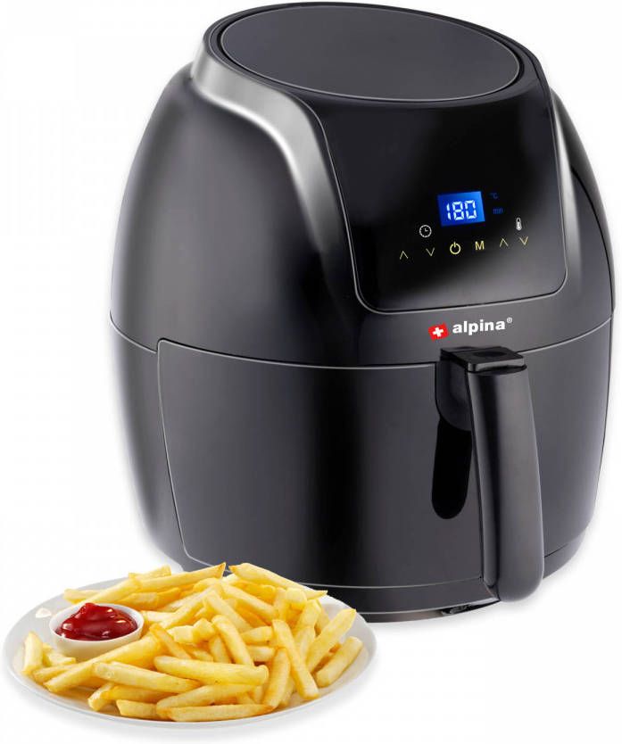 alpina Airfryer Digitaal Touchscreen 5 Liter Hetelucht Friteuse Friet, Groente, Brood, Muffins 7 8 Personen