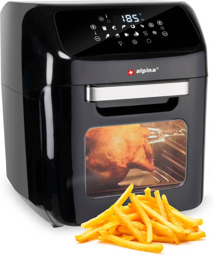 alpina Hetelucht Oven En Friteuse Airfryer 1800 Watt 12 Liter Zwart