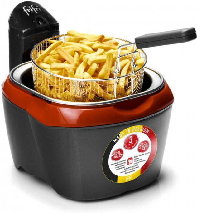 FriFri 918rr Hsc1200 High Speed 3200 Watt Koude Zone Cool Wall 3l Friteuse Met Xl Ronde Mand Rood Zwart