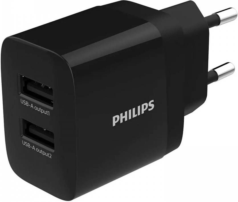 Philips Dlp2620/12 Dubbele Oplader Wandmodel 2x Usb 230v Zwart