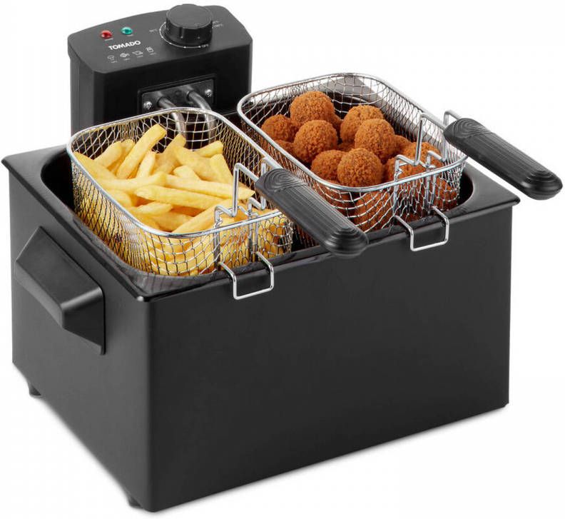 Tomado Tdf5001b Frituurpan 5 Liter Koude Zone 1 Grote En 2 Kleine Manden Zwart