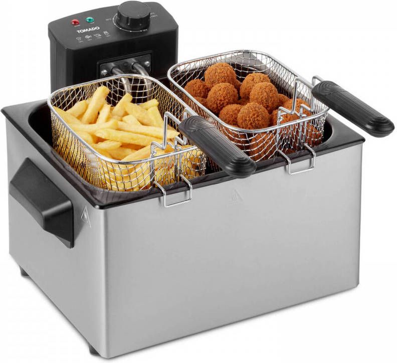 Tomado Tdf5001s Frituurpan 5 Liter Koude Zone 1 Grote En 2 Kleine Manden Rvs