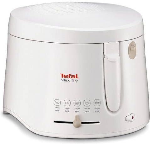 Tefal Friteuse FF1000 Maxi Fry Capaciteit 1, 2 kg, friteuse met olie, warmte isolerend, regelbare temperatuur, automatische dekselopening, gemakkelijk te reinigen, wit